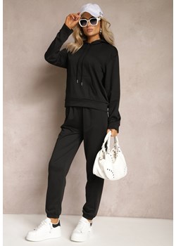 Czarny Klasyczny Komplet Dresowy z Bluzą Kangurką i Spodniami Typu Jogger Salevia ze sklepu Renee odzież w kategorii Koszule nocne - zdjęcie 169543765