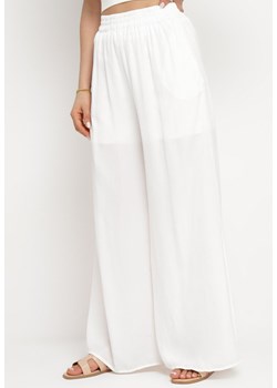 Białe Spodnie z Szerokimi Nogawkami i Gumką w Pasie Myrddin ze sklepu Born2be Odzież w kategorii Spodnie damskie - zdjęcie 169553069