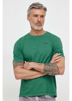 Pepe Jeans t-shirt bawełniany Jacko męski kolor zielony gładki ze sklepu ANSWEAR.com w kategorii T-shirty męskie - zdjęcie 169556829
