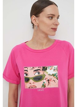 Liu Jo t-shirt damski kolor różowy ze sklepu ANSWEAR.com w kategorii Bluzki damskie - zdjęcie 169556885