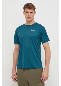 Jack Wolfskin t-shirt sportowy Tech kolor zielony gładki 1807072 ze sklepu ANSWEAR.com w kategorii T-shirty męskie - zdjęcie 169567437