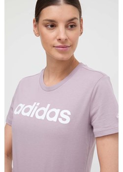 adidas t-shirt bawełniany damski kolor fioletowy IS2097 ze sklepu ANSWEAR.com w kategorii Bluzki damskie - zdjęcie 169567626