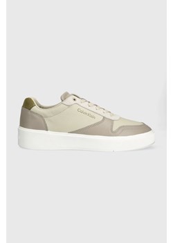 Calvin Klein sneakersy skórzane LOW TOP LACE UP BSKT kolor beżowy HM0HM01402 ze sklepu ANSWEAR.com w kategorii Buty sportowe męskie - zdjęcie 169571525