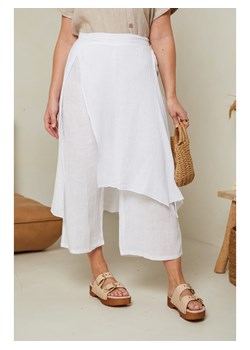 Curvy Lady Lniane spodnie w kolorze białym ze sklepu Limango Polska w kategorii Spodnie damskie - zdjęcie 169588147