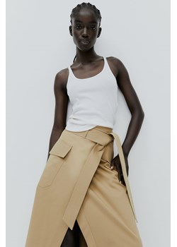 H & M - Kopertowa spódnica z wiązanym paskiem - Beżowy ze sklepu H&M w kategorii Spódnice - zdjęcie 169590689
