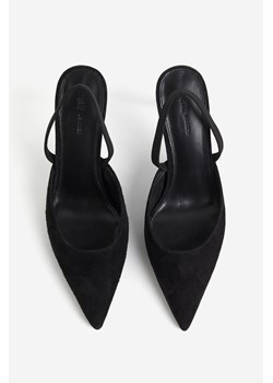 H & M - Zamszowe buty z odkrytą piętą - Czarny ze sklepu H&M w kategorii Czółenka - zdjęcie 169590738