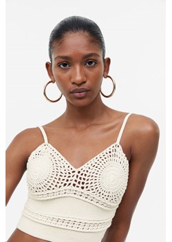 H & M - Krótki top o wyglądzie szydełkowej robótki - Biały ze sklepu H&M w kategorii Bluzki damskie - zdjęcie 169590906