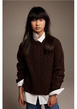 H & M - Sweter w warkoczowy splot - Brązowy ze sklepu H&M w kategorii Swetry dziewczęce - zdjęcie 169591349