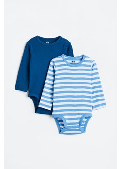 H & M - Bawełniane body 2-pak - Niebieski ze sklepu H&M w kategorii Body niemowlęce - zdjęcie 169591819