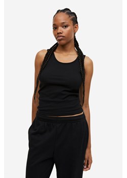 H & M - Bawełniana koszulka w prążki - Czarny ze sklepu H&M w kategorii Bluzki damskie - zdjęcie 169591975