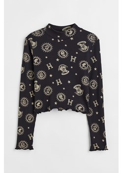 H & M - Dżersejowy top we wzory - Czarny ze sklepu H&M w kategorii Bluzki dziewczęce - zdjęcie 169592057