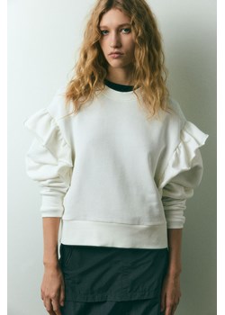 H & M - Bluza oversize z falbanką - Biały ze sklepu H&M w kategorii Bluzy damskie - zdjęcie 169592109