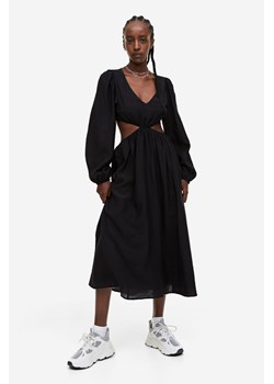 H & M - Sukienka z wycięciem i baloniastym rękawem - Czarny ze sklepu H&M w kategorii Sukienki - zdjęcie 169592206