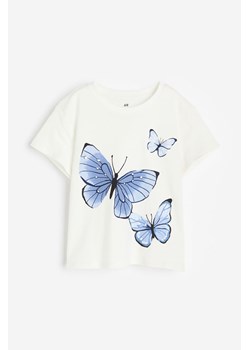 H & M - T-shirt z nadrukiem - Biały ze sklepu H&M w kategorii Bluzki dziewczęce - zdjęcie 169592448