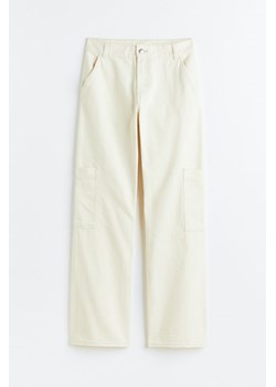 H & M - Szerokie spodnie cargo - Biały ze sklepu H&M w kategorii Spodnie damskie - zdjęcie 169592467