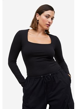 H & M - Dżersejowy top z długim rękawem - Czarny ze sklepu H&M w kategorii Bluzki damskie - zdjęcie 169592468