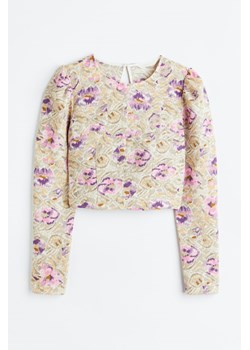 H & M - Krótka bluzka z krepy - Beżowy ze sklepu H&M w kategorii Bluzki damskie - zdjęcie 169592487