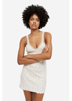 H & M - Prążkowana koszulka nocna z koronką - Biały ze sklepu H&M w kategorii Koszule nocne - zdjęcie 169592577