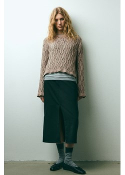 H & M - Ażurowy sweter z falbankami - Brązowy ze sklepu H&M w kategorii Swetry damskie - zdjęcie 169592666