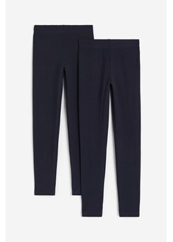 H & M - Bawełniane legginsy 2-pak - Niebieski ze sklepu H&M w kategorii Spodnie dziewczęce - zdjęcie 169592817