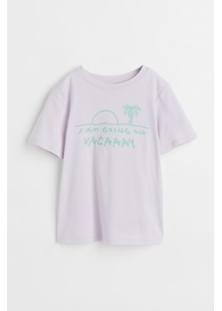 H & M - T-shirt z nadrukiem - Fioletowy ze sklepu H&M w kategorii Bluzki dziewczęce - zdjęcie 169593059