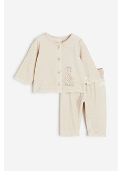 H & M - Welurowy komplet 2-częściowy - Beżowy ze sklepu H&M w kategorii Odzież dla niemowląt - zdjęcie 169593066