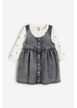 H & M - Komplet 2-częściowy z topem i sukienką - Szary ze sklepu H&M w kategorii Komplety niemowlęce - zdjęcie 169593278