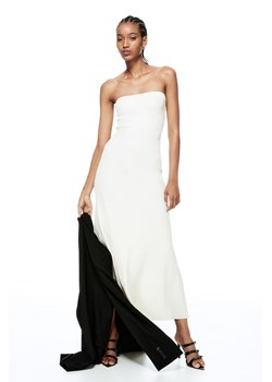 H & M - Sukienka bandeau z dzianiny w prążki - Biały ze sklepu H&M w kategorii Sukienki - zdjęcie 169593477