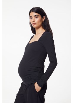 H & M - MAMA Top z dekoltem w serce - Czarny ze sklepu H&M w kategorii Bluzki ciążowe - zdjęcie 169593488