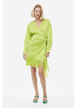 H & M - Satynowa sukienka kopertowa - Żółty ze sklepu H&M w kategorii Sukienki - zdjęcie 169593598