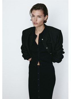 H & M - Dzianinowy top z kołnierzykiem - Czarny ze sklepu H&M w kategorii Bluzki damskie - zdjęcie 169593607