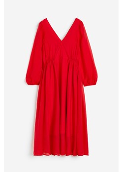 H & M - Sukienka z baloniastym rękawem i dekoltem w serek - Czerwony ze sklepu H&M w kategorii Sukienki - zdjęcie 169593617