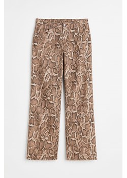 H & M - Szerokie spodnie z diagonalu - Beżowy ze sklepu H&M w kategorii Spodnie damskie - zdjęcie 169593908