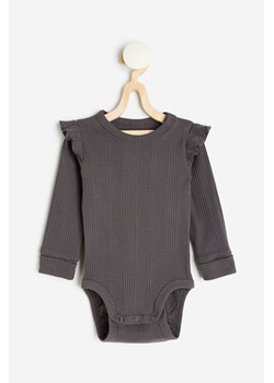 H & M - Body z długim rękawem i regulacją rozmiaru - Szary ze sklepu H&M w kategorii Body niemowlęce - zdjęcie 169593997