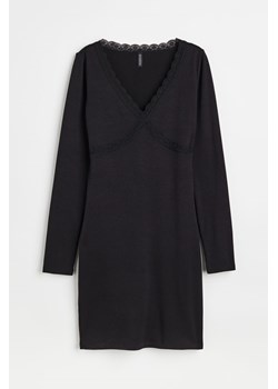 H & M - Sukienka w prążki z koronką - Czarny ze sklepu H&M w kategorii Sukienki - zdjęcie 169594628