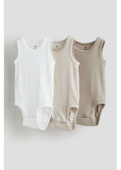 H & M - Body bez rękawów 3-pak - Beżowy ze sklepu H&M w kategorii Body niemowlęce - zdjęcie 169594766