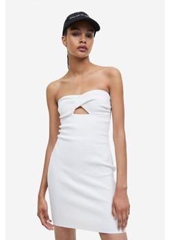 H & M - Sukienka bandeau z dzianiny w prążki - Biały ze sklepu H&M w kategorii Sukienki - zdjęcie 169594809