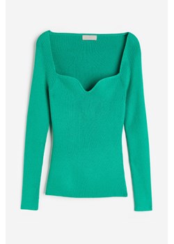 H & M - Top z dzianiny w prążki - Zielony ze sklepu H&M w kategorii Bluzki damskie - zdjęcie 169594908
