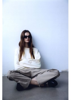 H & M - Wyszywana bluza - Biały ze sklepu H&M w kategorii Bluzy damskie - zdjęcie 169595005