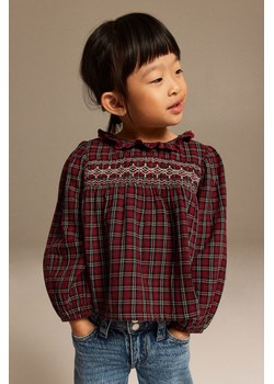 H & M - Bawełniana bluzka z falbankowym kołnierzykiem - Czerwony ze sklepu H&M w kategorii Bluzki dziewczęce - zdjęcie 169595148