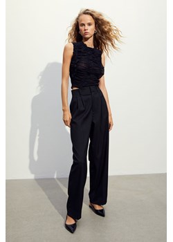 H & M - Tiulowy top z falbankami - Czarny ze sklepu H&M w kategorii Bluzki damskie - zdjęcie 169595615