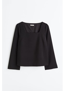 H & M - Bluzka z dekoltem karo - Czarny ze sklepu H&M w kategorii Bluzki damskie - zdjęcie 169595646