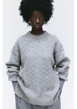 H & M - Sweter oversize w warkoczowy splot - Szary ze sklepu H&M w kategorii Swetry damskie - zdjęcie 169595678