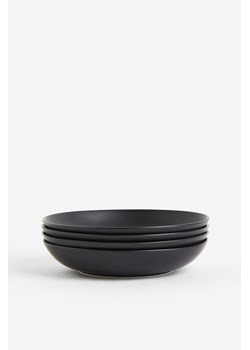 H & M - Głęboki talerz porcelanowy 4-pak - Czarny ze sklepu H&M w kategorii Talerze - zdjęcie 169595919