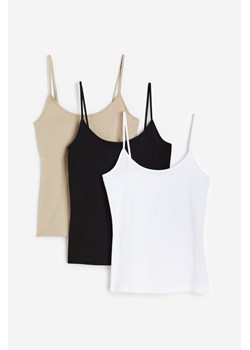H & M - Top na ramiączkach 3-pak - Czarny ze sklepu H&M w kategorii Bluzki damskie - zdjęcie 169596056