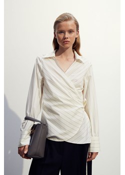 H & M - Popelinowa koszula kopertowa - Biały ze sklepu H&M w kategorii Koszule damskie - zdjęcie 169596237