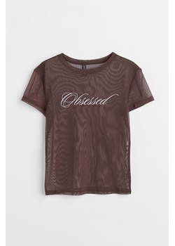 H & M - T-shirt z nadrukiem - Brązowy ze sklepu H&M w kategorii Bluzki damskie - zdjęcie 169596298