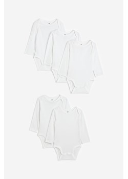 H & M - Body z długim rękawem 5-pak - Biały ze sklepu H&M w kategorii Body niemowlęce - zdjęcie 169596369
