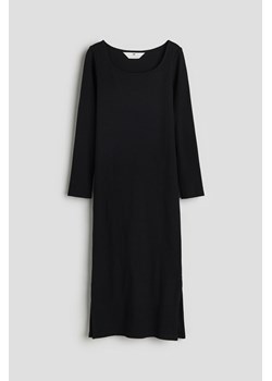 H & M - Sukienka midi z dzianiny w prążki - Czarny ze sklepu H&M w kategorii Sukienki dziewczęce - zdjęcie 169596436
