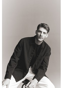 H & M - Kurtka koszulowa z diagonalu Regular Fit - Czarny ze sklepu H&M w kategorii Kurtki męskie - zdjęcie 169596535